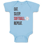 Baby Clothes Eat. Sleep. Softball. Repeat. Sports Ball Baby Bodysuits Cotton