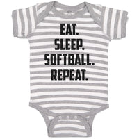 Baby Clothes Eat. Sleep. Softball. Repeat. Baby Bodysuits Boy & Girl Cotton