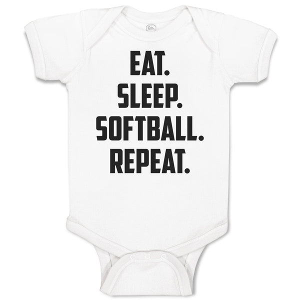Baby Clothes Eat. Sleep. Softball. Repeat. Baby Bodysuits Boy & Girl Cotton