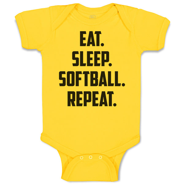 Baby Clothes Eat. Sleep. Softball. Repeat. Baby Bodysuits Boy & Girl Cotton