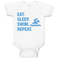 Baby Clothes Eat. Sleep. Swin. Repeat. Sports Swimmer Swimming Water Cotton