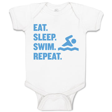 Baby Clothes Eat. Sleep. Swin. Repeat. Sports Swimmer Swimming Water Cotton