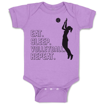 Baby Clothes Eat. Sleep. Volleyball. Repeat. Girl Playing with Basketball Sports