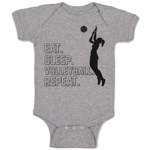 Baby Clothes Eat. Sleep. Volleyball. Repeat. Girl Playing with Basketball Sports