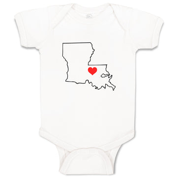 Baby Clothes Louisiana Heart Love States Baby Bodysuits Boy & Girl Cotton