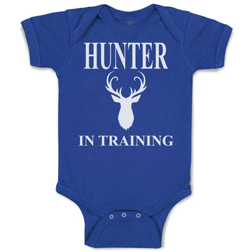 Baby Clothes Hunter in Training with Silhouette Deer Head and Horns Cotton