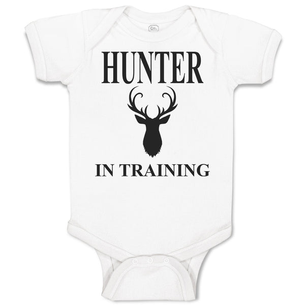 Baby Clothes Hunter in Training with Silhouette Deer Head and Horns Cotton
