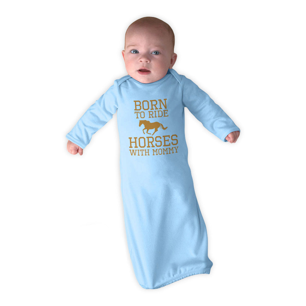 Cute Rascals Baby Sleeper Gowns Born to Ride Horses with Mommy