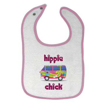 Cloth Bibs for Babies Minibus Dark Pink Hippie Chick Funny Humor Cotton