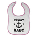 Cloth Bibs for Babies Us Navy Baby with Ship Anchor and Heart Symbol Cotton