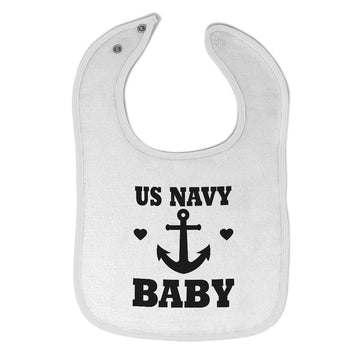 Cloth Bibs for Babies Us Navy Baby with Ship Anchor and Heart Symbol Cotton