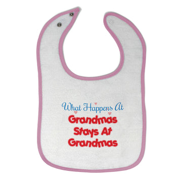 Cloth Bibs for Babies What Happens at Grandma's Stays Grandmother Grandma Cotton