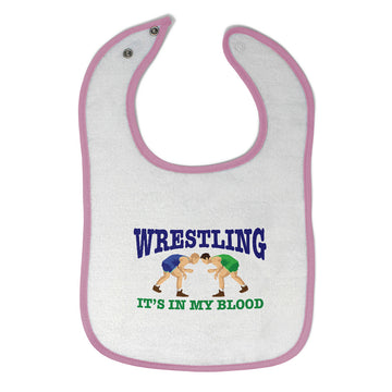 Cloth Bibs for Babies Wrestling It's in My Blood Sport Players Fighting Cotton