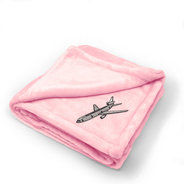 Plush Baby Blanket Kc-10 Aircraft Embroidery Receiving Swaddle Blanket Polyester