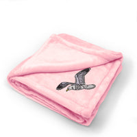 Plush Baby Blanket Sea Gull Embroidery Receiving Swaddle Blanket Polyester