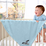 Plush Baby Blanket Sea Gull Embroidery Receiving Swaddle Blanket Polyester