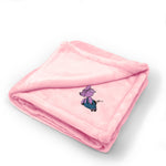 Plush Baby Blanket Flying Pig Embroidery Receiving Swaddle Blanket Polyester