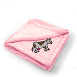 Plush Baby Blanket Farm Cow Side Body Embroidery Receiving Swaddle Blanket
