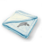 Plush Baby Blanket Sea Lion and Baby Embroidery Receiving Swaddle Blanket