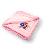 Plush Baby Blanket U.S.A Tattoo Heart Embroidery Receiving Swaddle Blanket