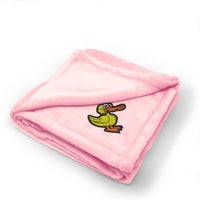 Plush Baby Blanket Cute Duck Embroidery Receiving Swaddle Blanket Polyester