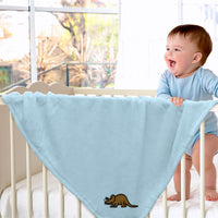 Plush Baby Blanket Triceratops Dinosaur B Embroidery Receiving Swaddle Blanket