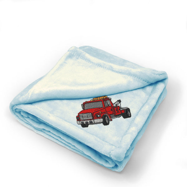 Plush Baby Blanket Snub Nose Tow Truck Embroidery Receiving Swaddle Blanket