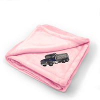 Plush Baby Blanket Dump Truck B Embroidery Receiving Swaddle Blanket Polyester