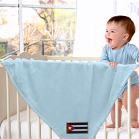 Plush Baby Blanket Cuba Embroidery Receiving Swaddle Blanket Polyester