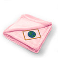 Plush Baby Blanket Earth Flag A Embroidery Receiving Swaddle Blanket Polyester