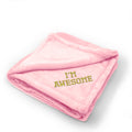 Plush Baby Blanket I Am Awesome Embroidery Receiving Swaddle Blanket Polyester