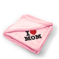 Plush Baby Blanket I Love Mom Embroidery Receiving Swaddle Blanket Polyester