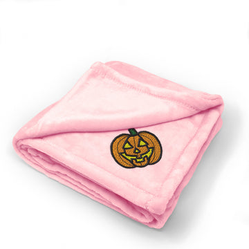 Plush Baby Blanket Pumpkin Embroidery Receiving Swaddle Blanket Polyester