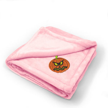 Plush Baby Blanket Scary Pumpkin Face Embroidery Receiving Swaddle Blanket