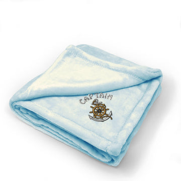 Plush Baby Blanket Captain Wheel Sailing Anchor Embroidery Polyester