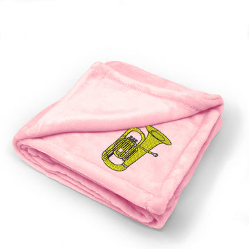 Plush Baby Blanket Tuba Music A Embroidery Receiving Swaddle Blanket Polyester