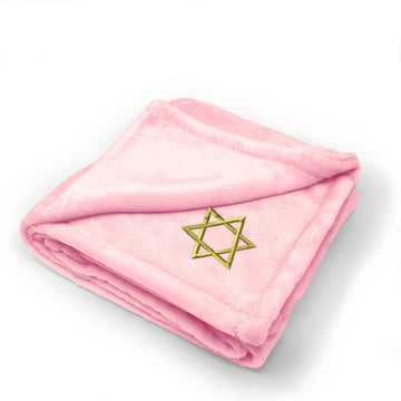 Plush Baby Blanket Star of David Jewish B Embroidery Receiving Swaddle Blanket