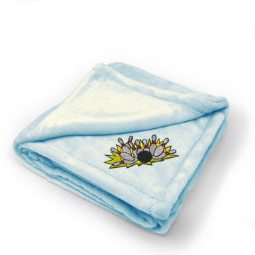 Plush Baby Blanket Bowling Splash Embroidery Receiving Swaddle Blanket Polyester