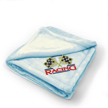 Plush Baby Blanket Racing Crest Style B Embroidery Receiving Swaddle Blanket