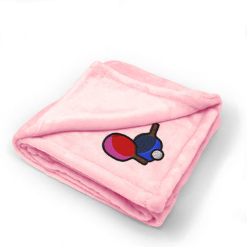 Plush Baby Blanket Table Tennis Embroidery Receiving Swaddle Blanket Polyester