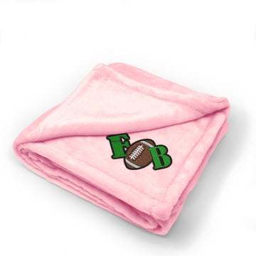 Plush Baby Blanket Sport Football Logo Cb Green Embroidery Polyester