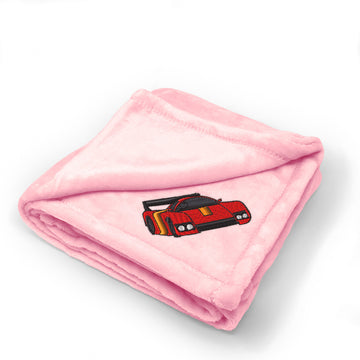 Plush Baby Blanket Red Sport Car Embroidery Receiving Swaddle Blanket Polyester