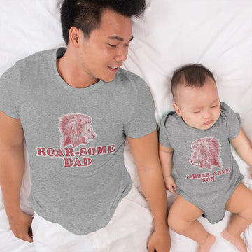 Daddy and Baby Matching Outfits Baseball Ball Roar Dad Lion Handsome Dinosaur