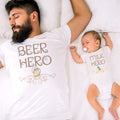 Daddy and Baby Matching Outfits Beer Hero Beer Glass - Milk Hero Milk Bottle