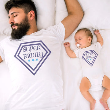 Daddy and Baby Matching Outfits Super Family Star Affection - Super Family Star