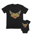 Daddy and Baby Matching Outfits Father Heart Wings - Father Lover Heart Wings