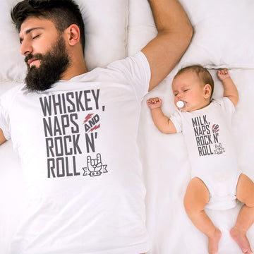 Daddy and Baby Matching Outfits Whiskey Naps and Rock and Roll - Milk Naps and