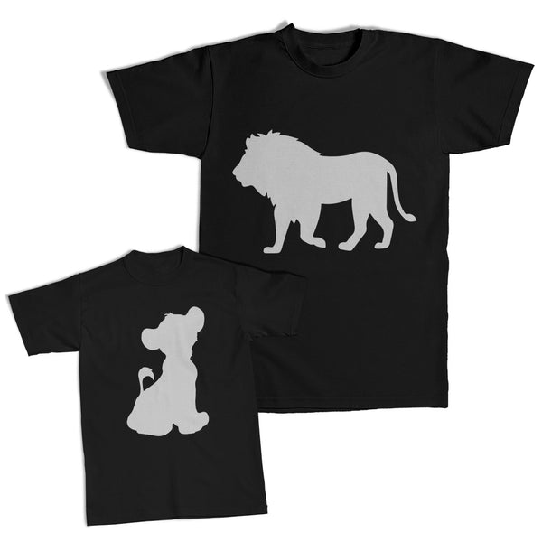 Daddy and Me Outfits Lion Animal Silhouette Jungle - Cub Baby Lion Cotton