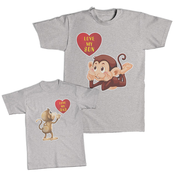 Daddy and Me Outfits Love My Son Monkey Cartoon Heart - Love Dad Monkey Cotton