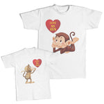 Daddy and Me Outfits Love My Son Monkey Cartoon Heart - Love Dad Monkey Cotton